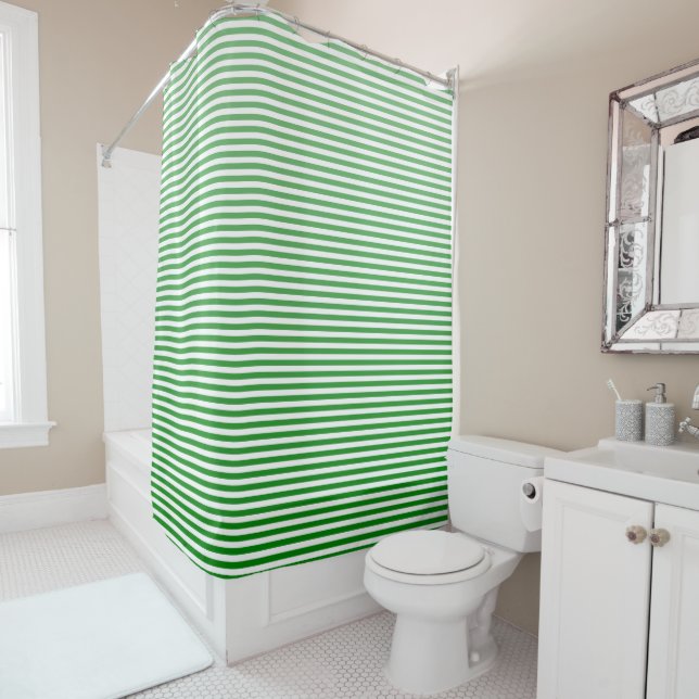Rideaux De Douche Rayure verte de Kelly Ombre (En situation)