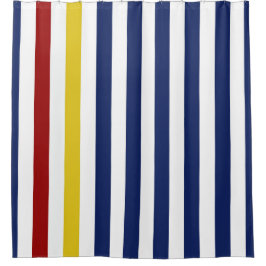 Rideaux De Douche Rayures bleues et blanches jaunes rouges