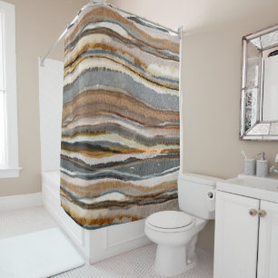 Rideaux De Douche Rayures d'agate neutres et terreuses modernes