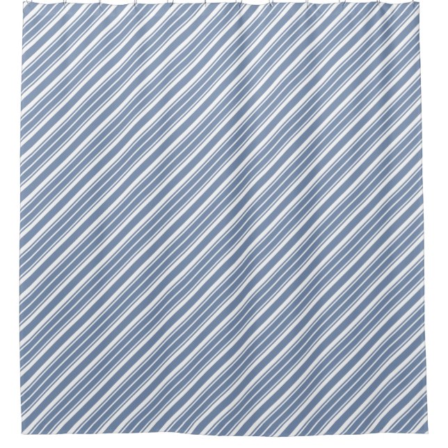 Rideaux De Douche Rayures de coutil chics de bleu et de blanc (Devant)