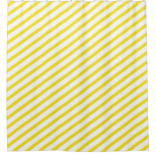 Rideaux De Douche Rayures diagonales jaunes et blanches modernes