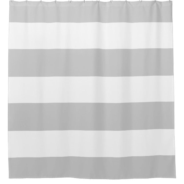 Rideaux De Douche Rayures gris-clair et blanches élégantes et (Devant)