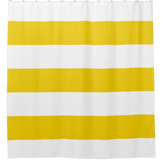 Rideaux De Douche Rayures horizontales blanches et jaunes (Devant)