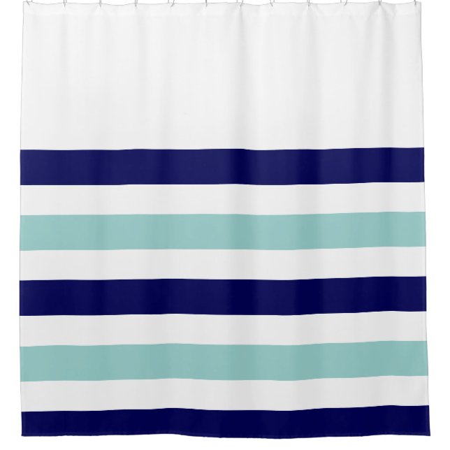 Rideaux De Douche rayures nautiques bleu (Devant)
