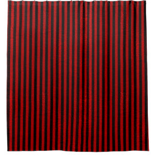 Rideaux De Douche Rayures noires rouges de parties scintillantes