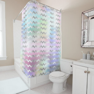 Rideaux De Douche Rayures olographes de Chevron de rose
