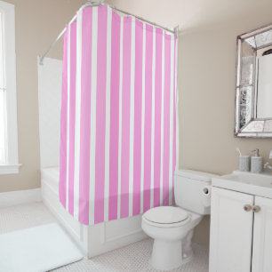 Rideaux De Douche Rayures roses et blanches 