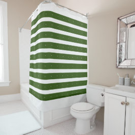 Rideaux De Douche Rayures vert forêt et blanc