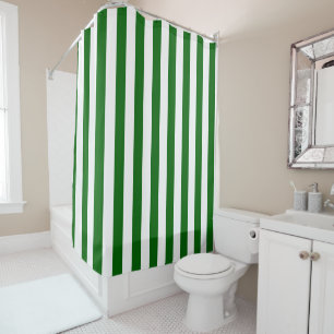 Rideaux De Douche Rayures verticales vert émeraude et blanc