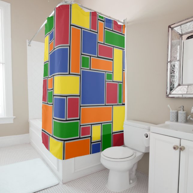 Rideaux De Douche Rectangles colorées (En situation)