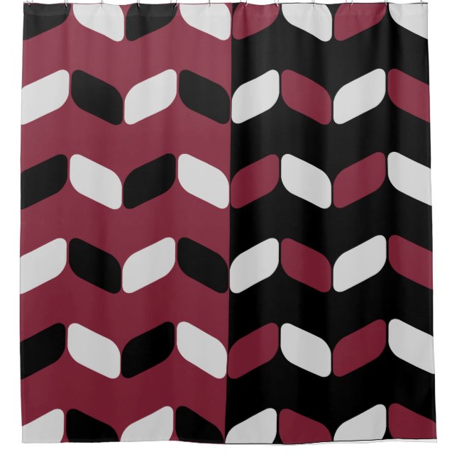 Rideaux De Douche Rectangles diagonales Maroon noir (Devant)