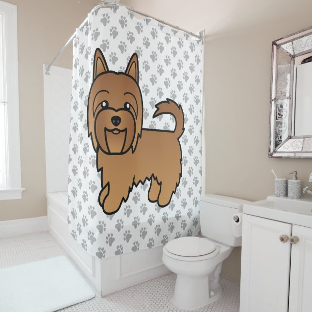 Rideaux De Douche Red Australian Terrier mignon chien de dessin (En situation)