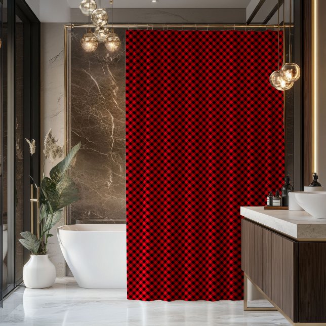 Rideaux De Douche Red Black Plaid Curtain Gift for New Homeowners (Red Black Plaid Curtain Gift for New Homeowners)