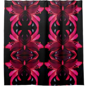 Rideaux De Douche Red Lily Floral Motif d'art Abstrait