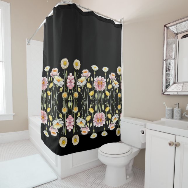 Rideaux De Douche Reflets Floraux (En situation)