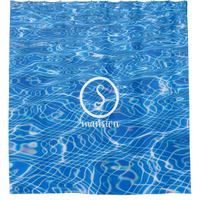 Rideaux De Douche Réflexion d'eau avec logo et texte personnalisable (Devant)