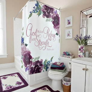 Rideaux De Douche Refuge et force floral violet 