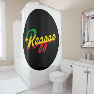 Rideaux De Douche Reggae Musique avec couleurs du drapeau reggae