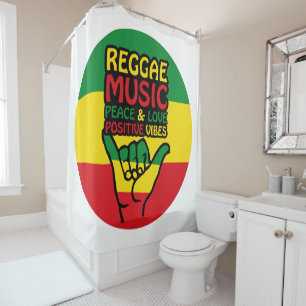 Rideaux De Douche Reggae Shaka Main avec des citations positives