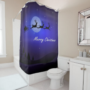 Rideaux De Douche Reindeer tirant Père Noël Sleigh