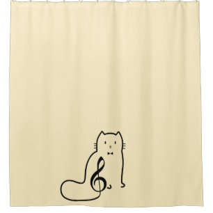 RIDEAUX DE DOUCHE REMARQUE DE CHAT ET DE MUSIQUE
