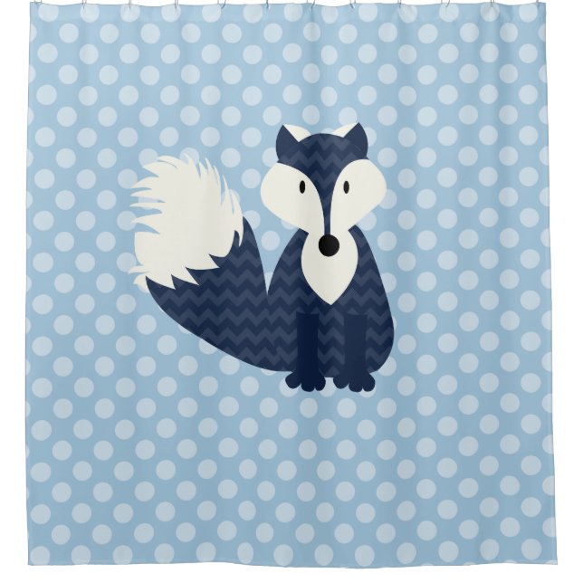 Rideaux De Douche Renard bleu sur les points bleus (Devant)