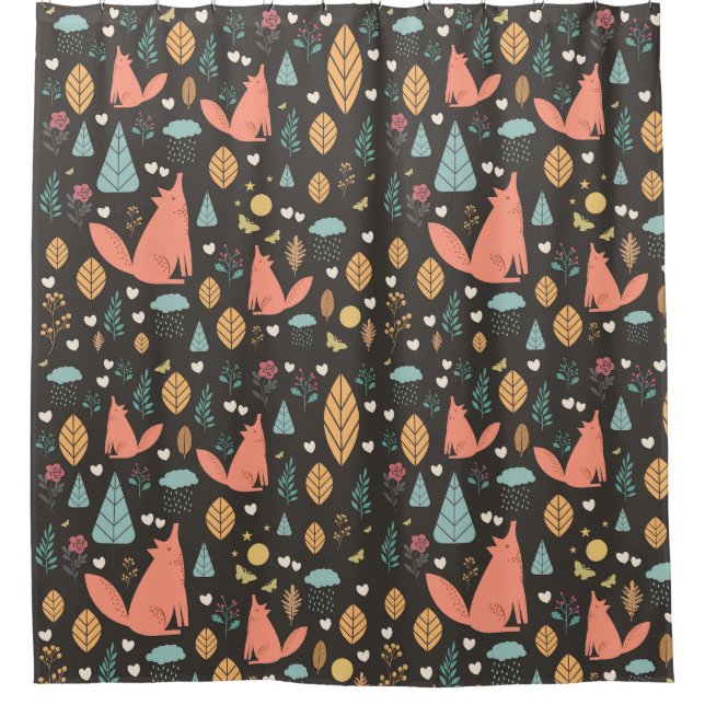 Rideaux De Douche Renard de style scandinave Motif (Devant)