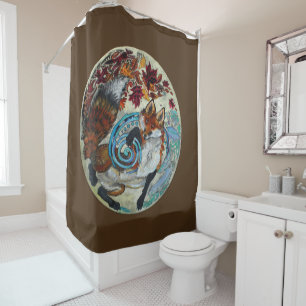 Rideaux De Douche Renard spiral d'automne