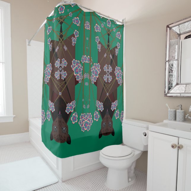 Rideaux De Douche Renard volant Jade (En situation)