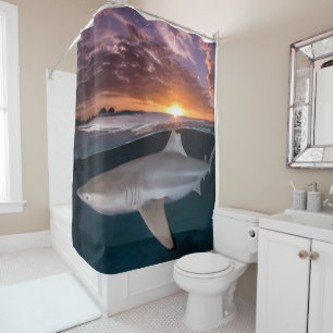 Rideaux De Douche Requin au coucher du soleil