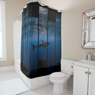 Rideaux De Douche Réservoir de requin : Bleu et noir