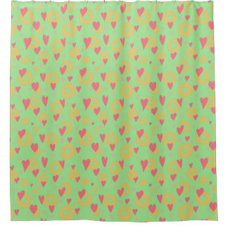 Rideaux De Douche Ressorts de printemps Coeurs Anneaux de donut Pois