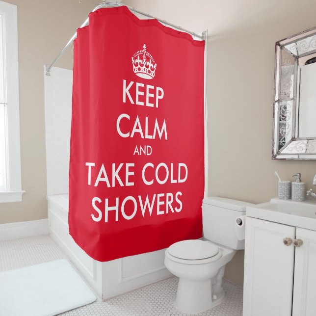 Rideaux De Douche Restez calme et prenez des douches froides drôle p (En situation)