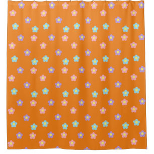 Rideaux De Douche Retro 90s Y2k Pastel Fleurs Orange Dorm