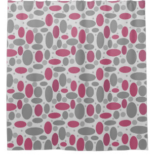 Rideaux De Douche rétro, années 60, pois, gris et rose
