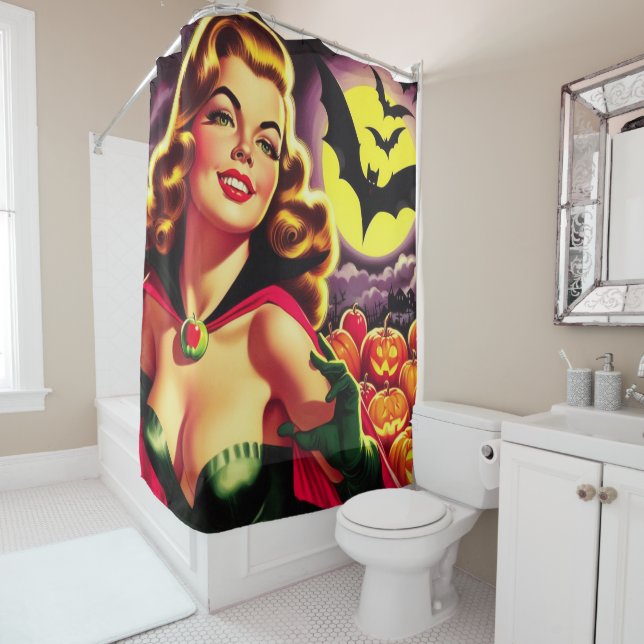 Rideaux De Douche Retro Cute Vampire Pin-up (En situation)