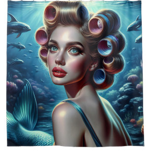 Rideaux De Douche "Retro Elegance 1940's Mermaid Pin Up"