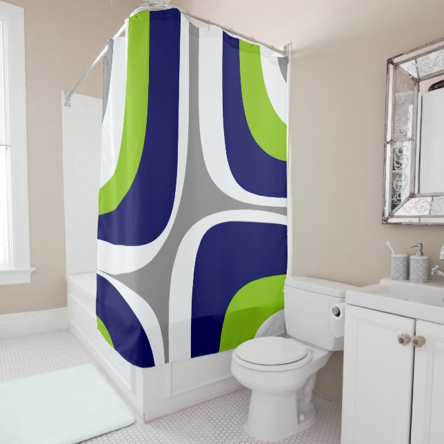 Rideaux De Douche Retro Groove Mid-Century Moderne Motif Abstrait (En situation)