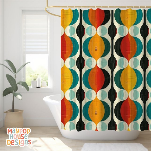 Rideaux De Douche Retro Mid-Century Moderne Abstrait (mid century modern shower curtain bathroom decor)