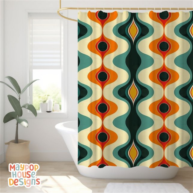 Rideaux De Douche Retro Mid-Century Moderne Abstrait (mid century modern shower curtain bathroom decor)