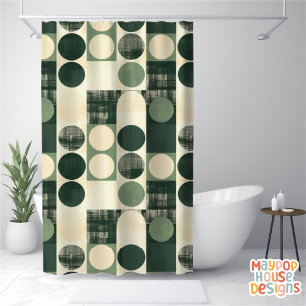 Rideaux De Douche Retro Mid-Century Moderne Abstrait