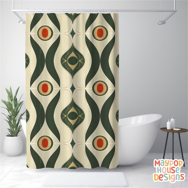 Rideaux De Douche Retro Mid-Century Moderne Abstrait (mid century modern shower curtain bathroom decor)
