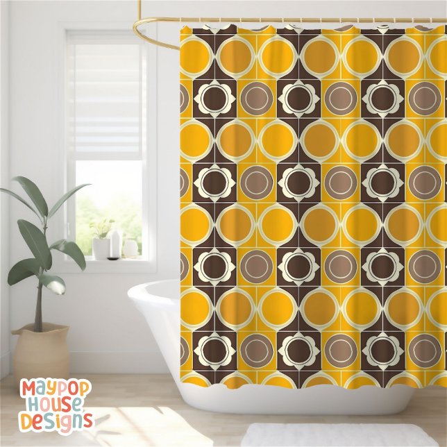 Rideaux De Douche Retro Mid-Century Moderne Abstrait (mid century modern shower curtain bathroom decor)
