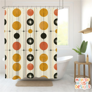 Rideaux De Douche Retro Mid-Century Moderne Abstrait