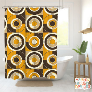 Rideaux De Douche Retro Mid-Century Moderne Abstrait