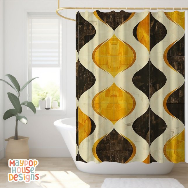 Rideaux De Douche Retro Mid-Century Moderne Abstrait (mid century modern shower curtain bathroom decor)