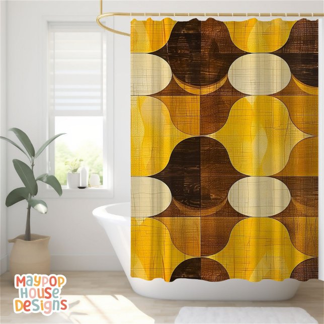 Rideaux De Douche Retro Mid-Century Moderne Abstrait (mid century modern shower curtain bathroom decor)