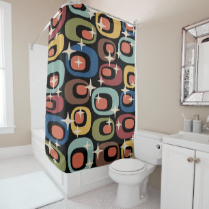 Rideaux De Douche Retro Mid-Century Moderne Abstrait