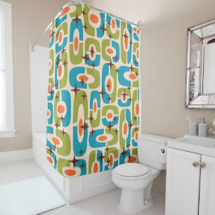 Rideaux De Douche Retro Mid-Century moderne Cosmique Abstrait Motif
