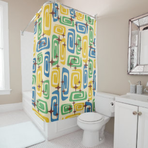 Rideaux De Douche Retro Mid-Century moderne Cosmique Abstrait Motif